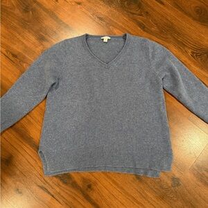 Cashmere j jill women's 100% cashmere v-neck sweater blue color Sz M Petite